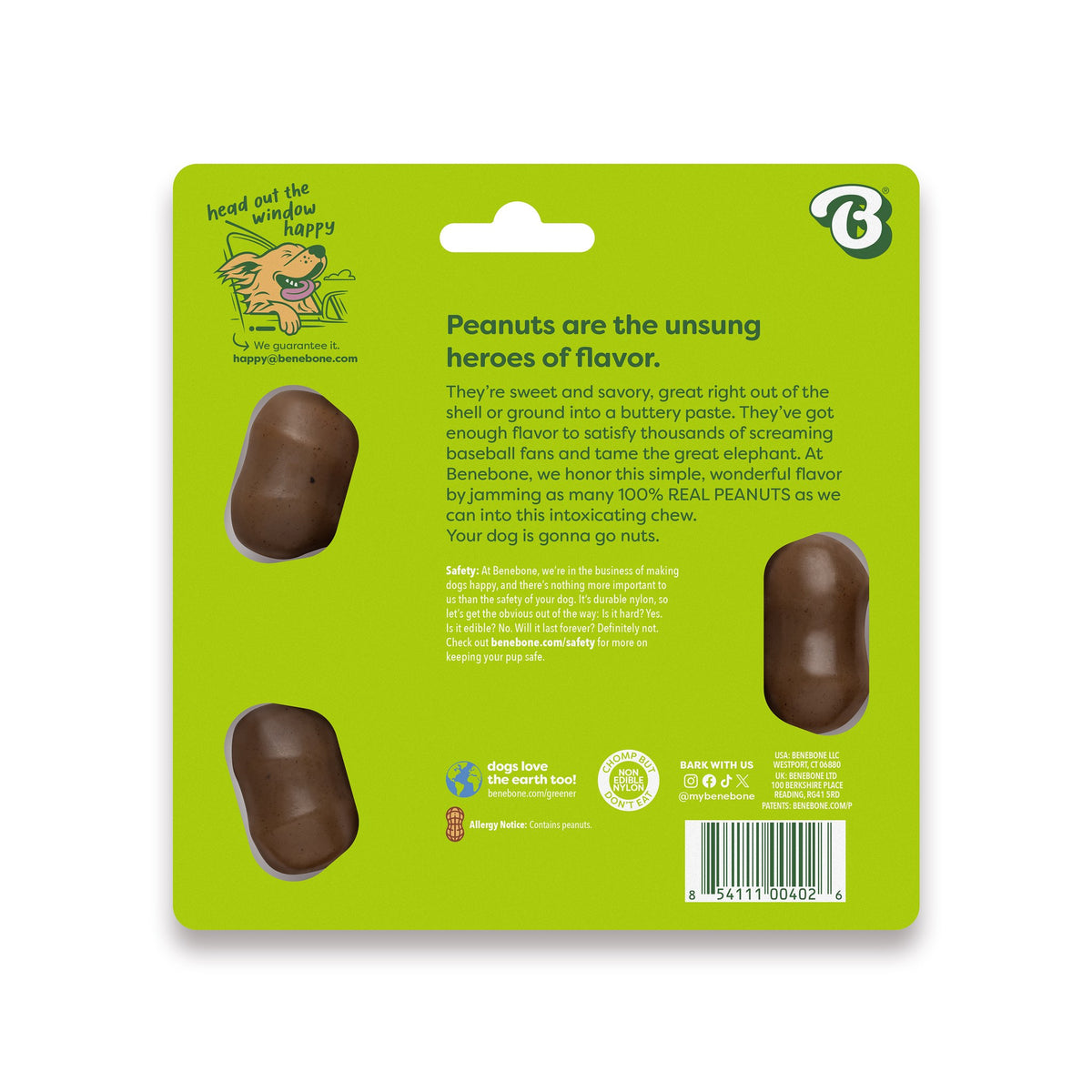 Benebone Peanut Butter Flavored Wishbone Mini Chew Toy 2.9oz