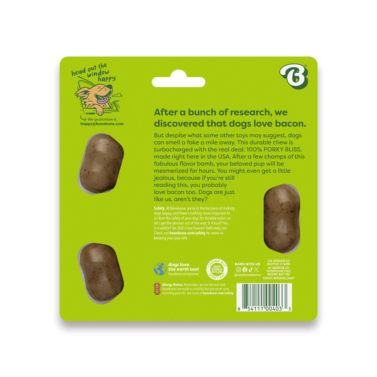 Benebone Bacon Flavored Wishbone Mini Chew Toy 2.9oz