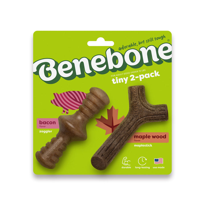 Benebone Tiny 2pk Maplestick and Bacon Zaggler