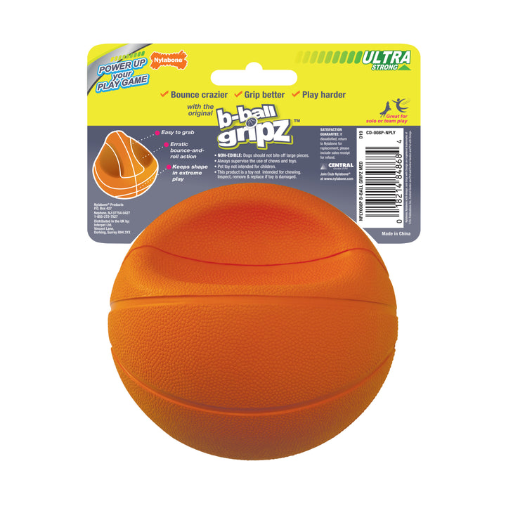 Nylabone Power Play B-Ball Gripz Basketball Dog Toy Medium 4.5 Inch (1 Count)
