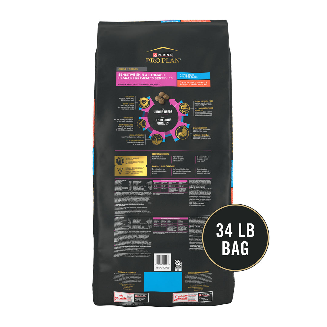 Purina Pro Plan Sensitive Skin &amp; Stomach Large Breed 34lb back