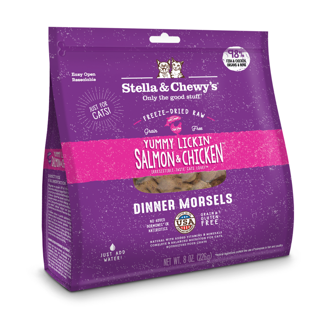 Freeze-Dried Yummy Lickin Salmon &amp; Chicken Morsels - 8 oz