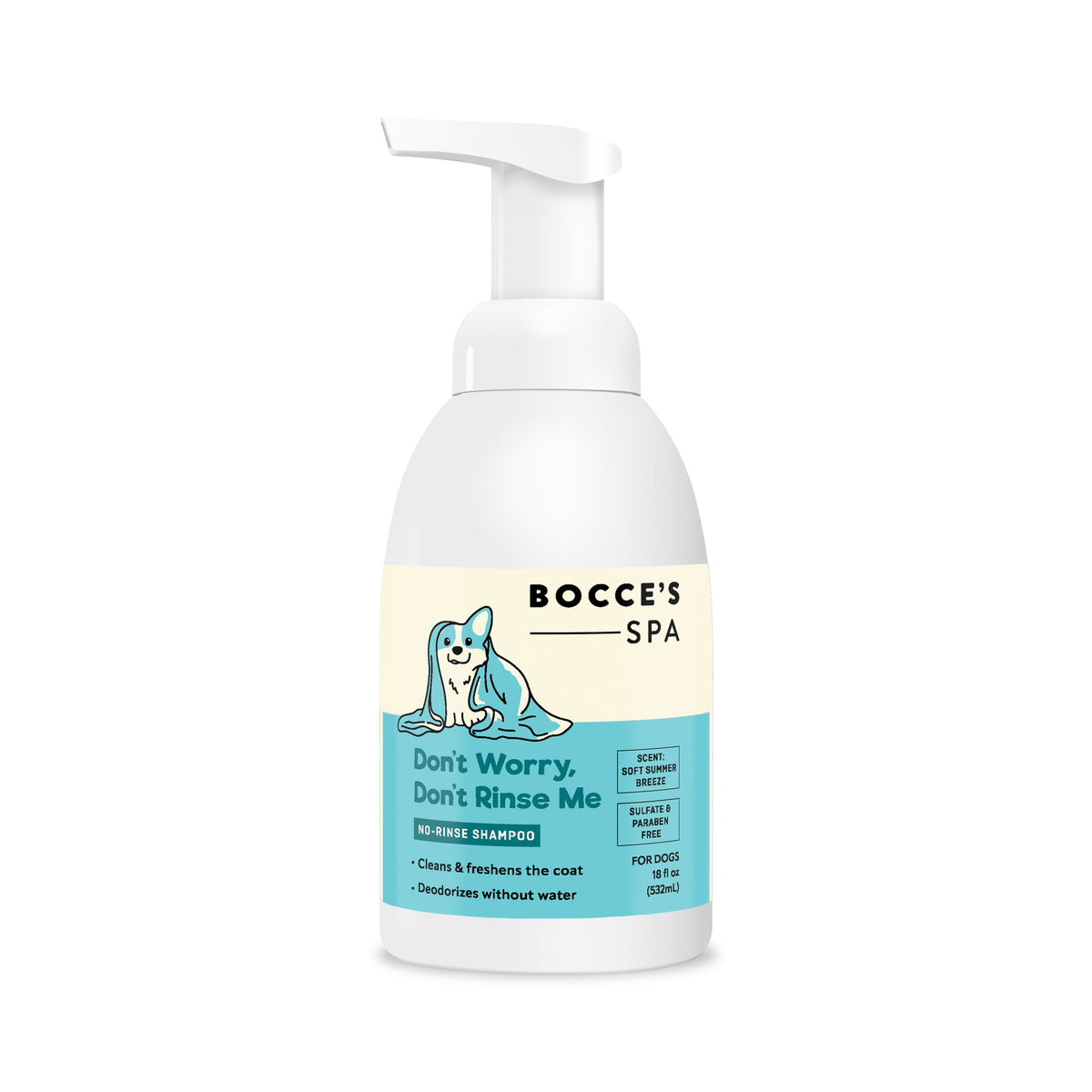 Bocce's Dog Grooming Spa Shampoo Waterless Don't Worry Don't Rinse Me 18 oz