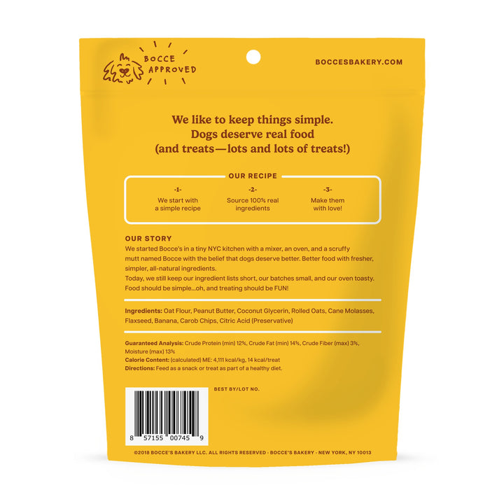 Bocces Bakery Basic Soft and Chewy PB and Banana 6 oz - back