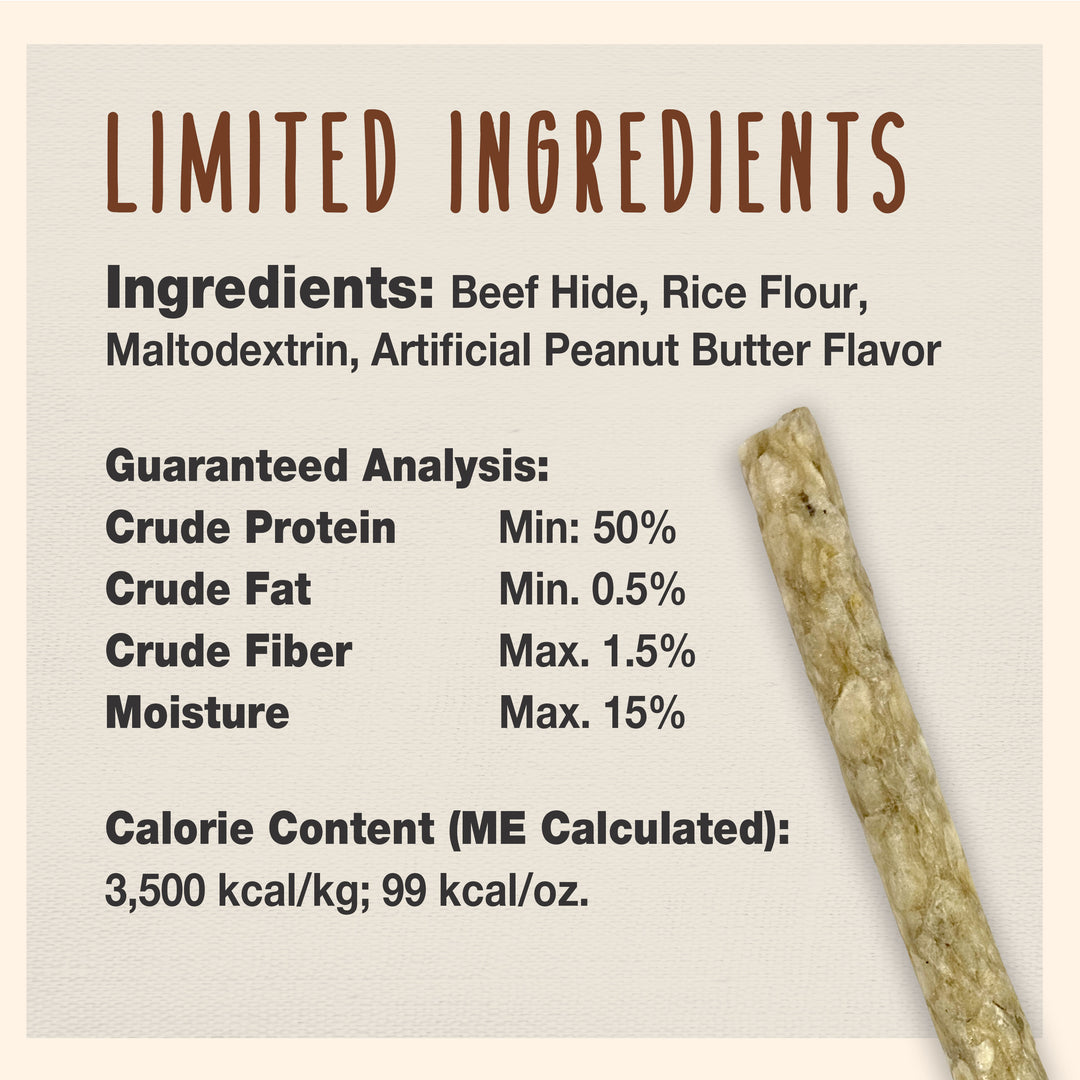Cadet Premium Grade Munchy Beef Hide Sticks Peanut Butter 5 Inch (100 Count)