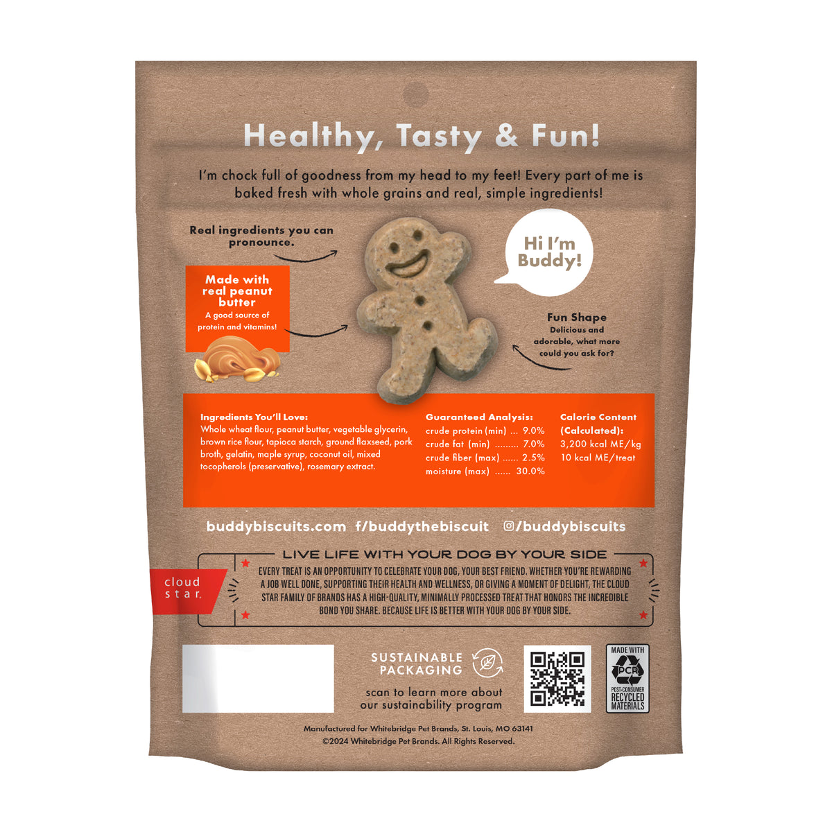 Cloud Star Soft and Chewy Buddy Biscuits Peanut Butter 6oz - back
