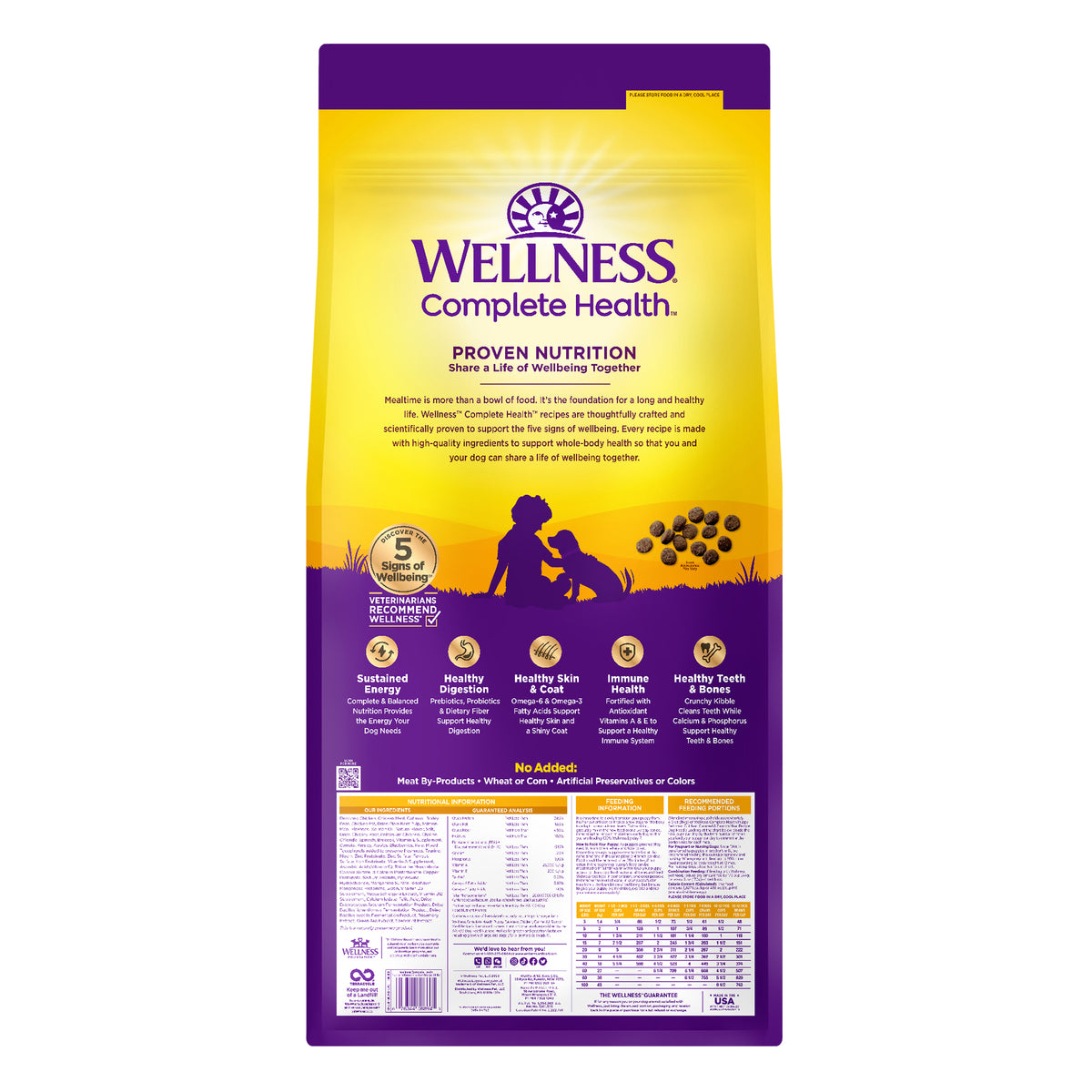 Wellness Complete Health Puppy Dry Dog Food, Wholesome Grains, Natural, Chicken, Oatmeal, & Salmon Recipe, (26-Pound Bag)