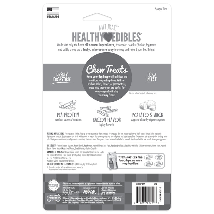 Nylabone Healthy Edibles All-Natural Long Lasting Chew Treats Bacon X-Large (2 Count)