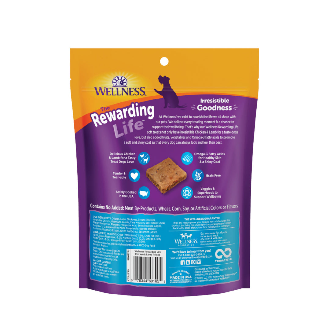 Wellness Rewarding Life Dog Treats, Natural, Training Treat, Grain Free, Soft Chicken &amp; Lamb (6 Ounce bag)