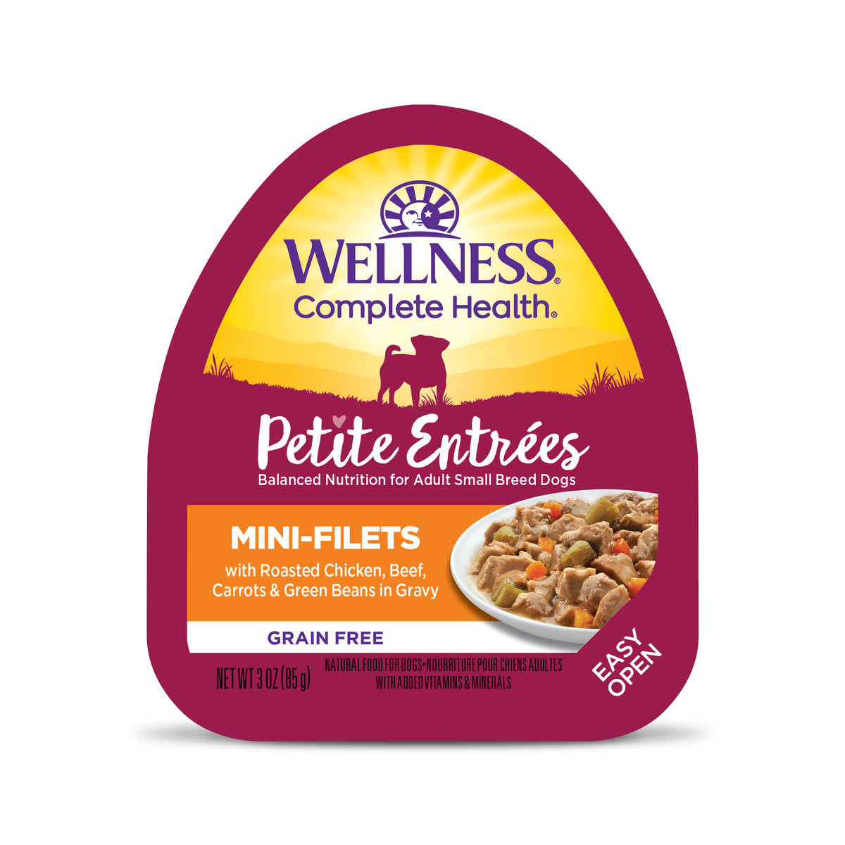 Wellness Petite Entrées Mini-Filets With Roasted Chicken, Beef, Carrots & Green Beans in Gravy, 3-Ounce Cup (Pack of 12)