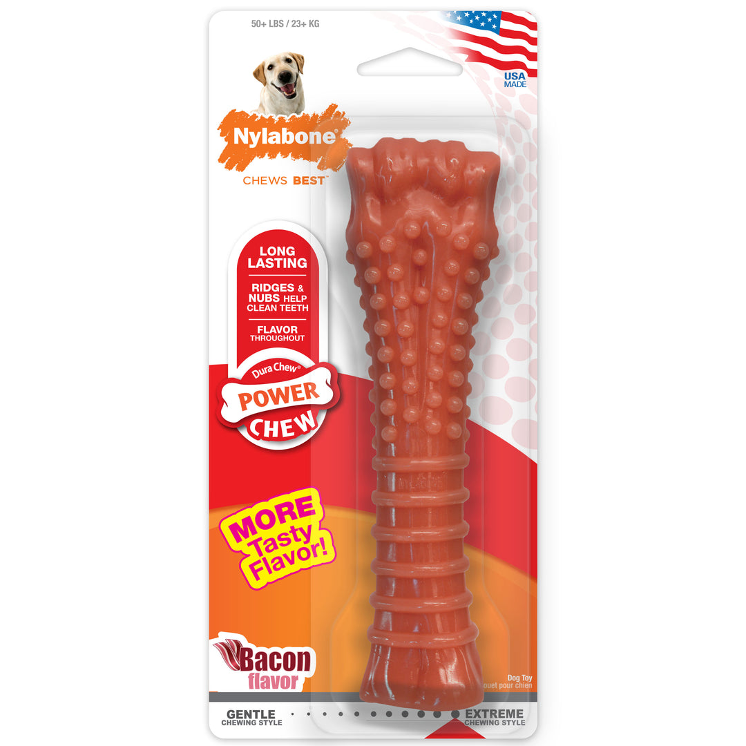 Nylabone Power Chew Textured Knuckle Bone Dog Chew Toy Bacon X-Large (1 Count)
