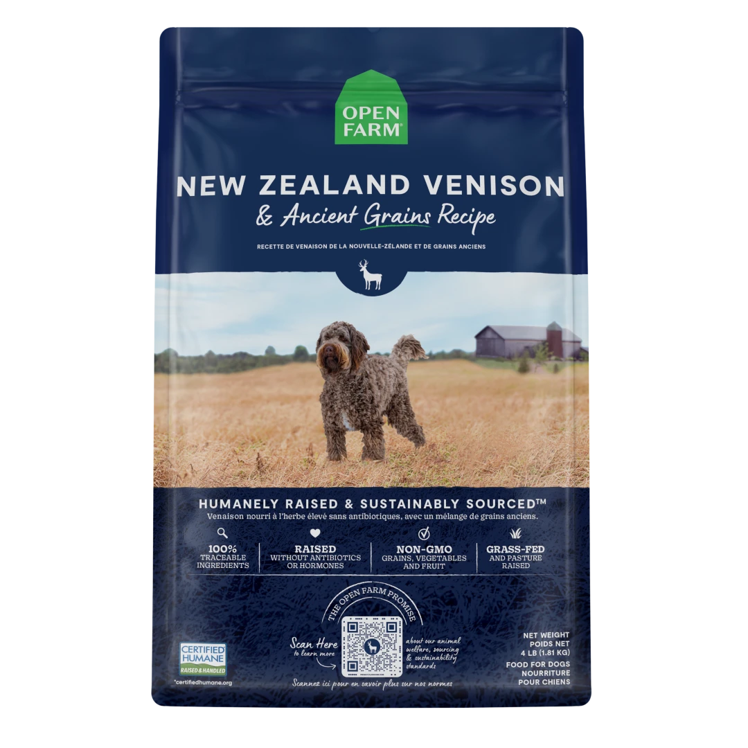 Open Farm New Zealand Venison and Ancient Grains Dry Dog 22 lb