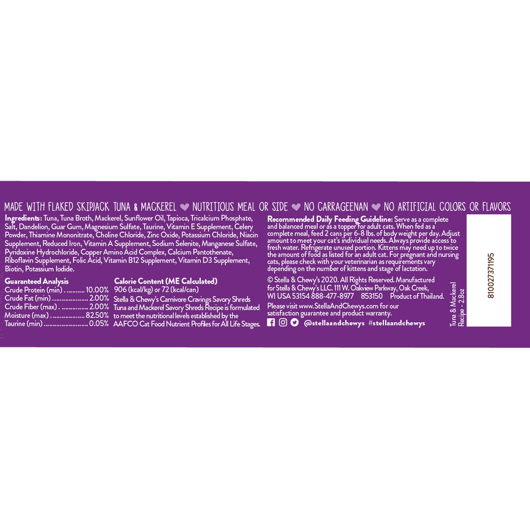 Carnivore Cravings Savory Shreds Tuna &amp; Mackerel - 2.8 oz