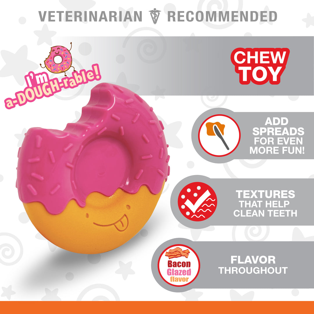Nylabone Power Chew Donut Dog Chew Toy Bacon Glazed Medium (1 Count)