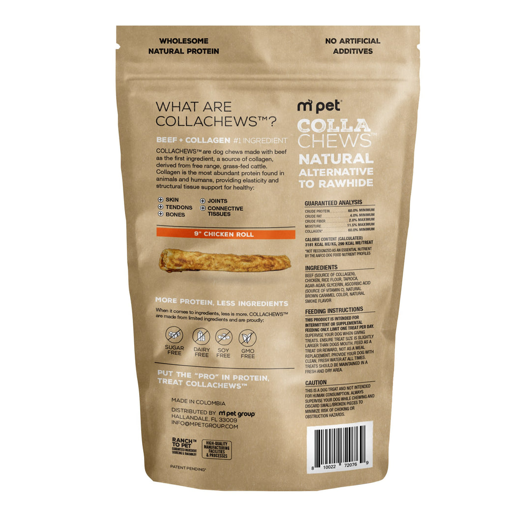 CollaChews 9in Chicken Collagen Rolls 3 Pack Bag
