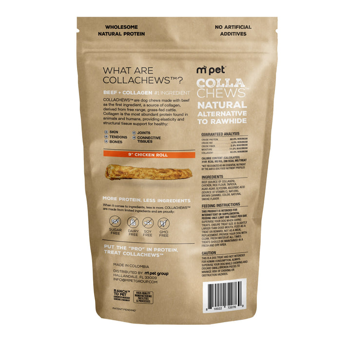 CollaChews 9in Chicken Collagen Rolls 3 Pack Bag