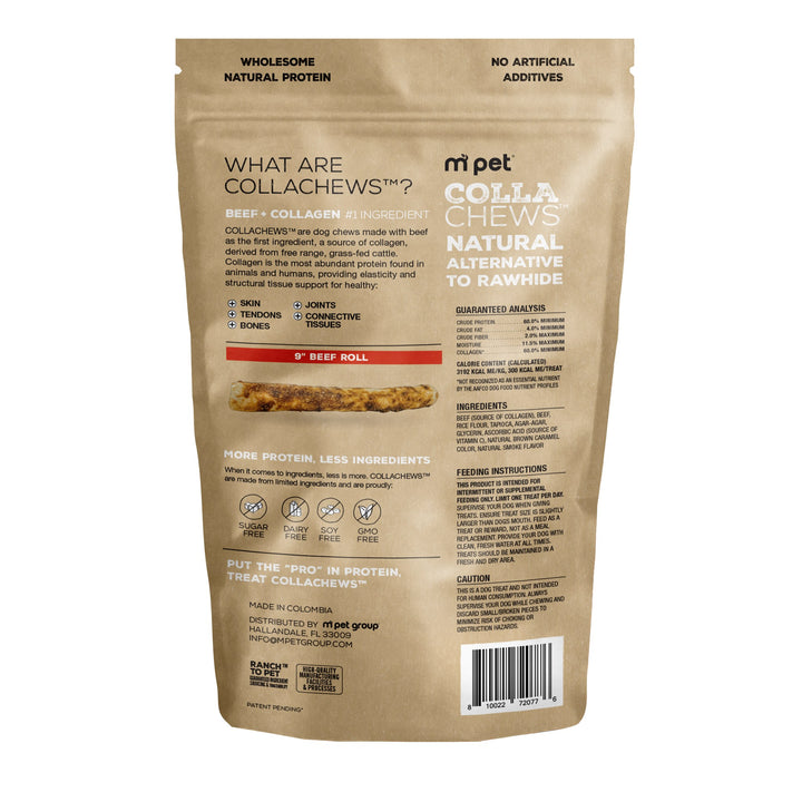 CollaChews 9in Beef Collagen Rolls 3 Pack Bag