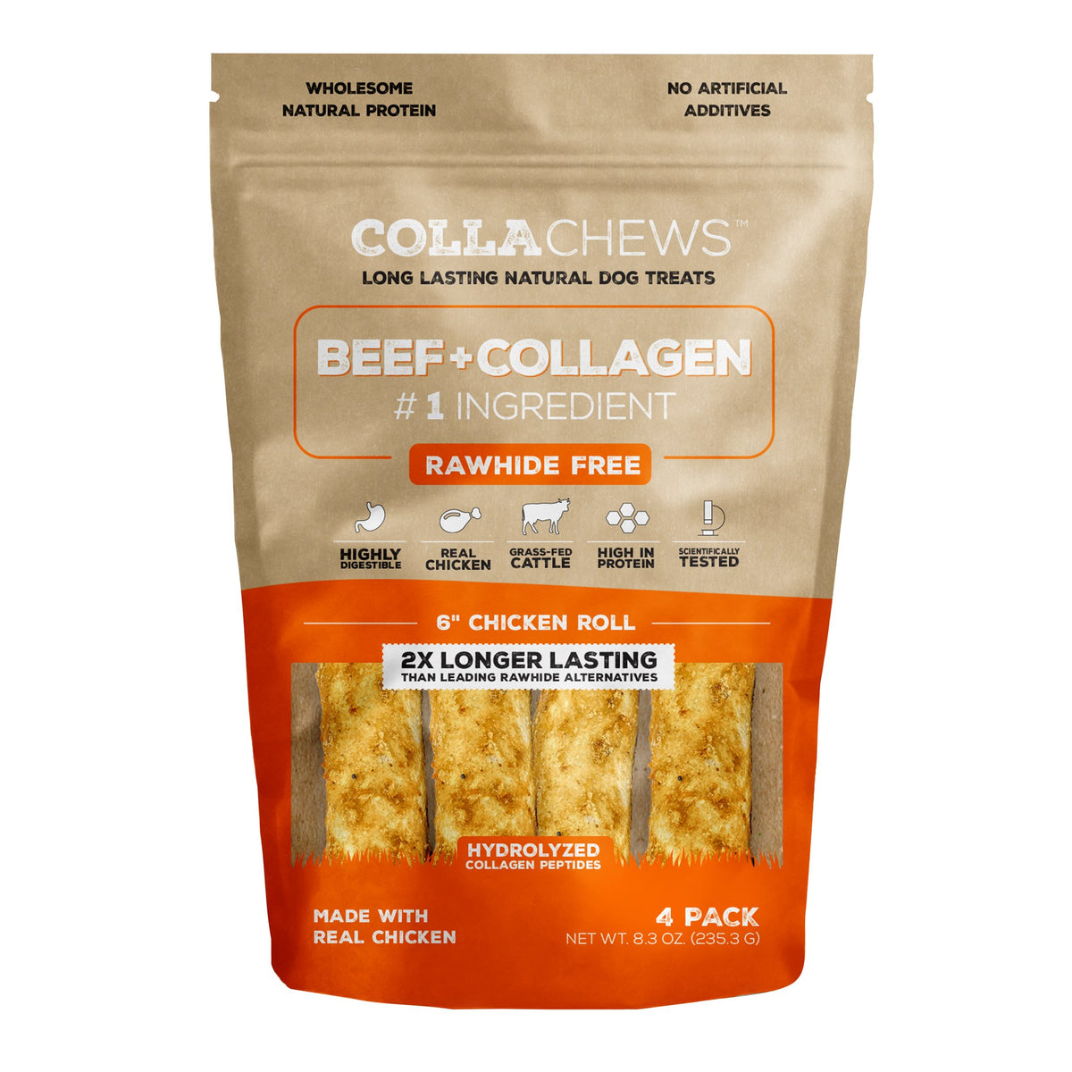 CollaChews Collagen Rolls Chicken 6in 4 pack