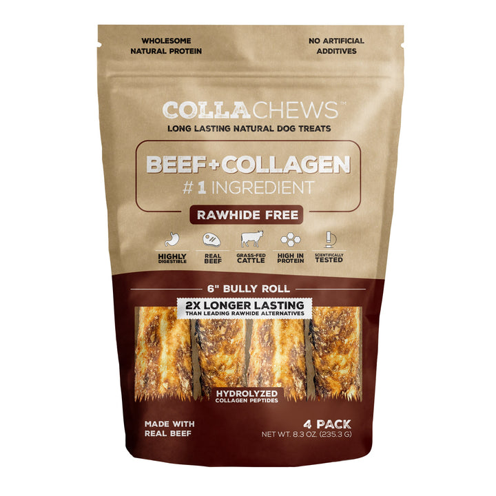 CollaChews Collagen Rolls Bully 6in 4 pack