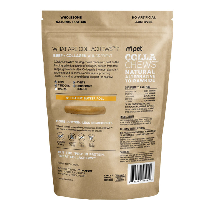 CollaChews Collagen Rolls Peanut Butter 6in 4 pack