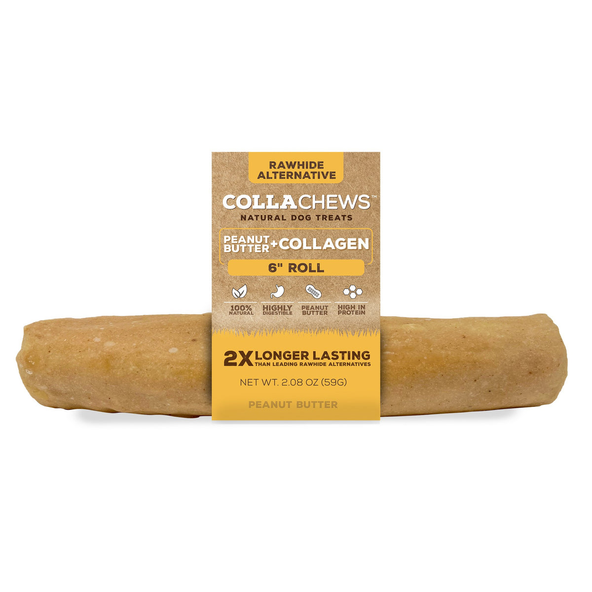 CollaChews Collagen Roll Peanut Butter 6in