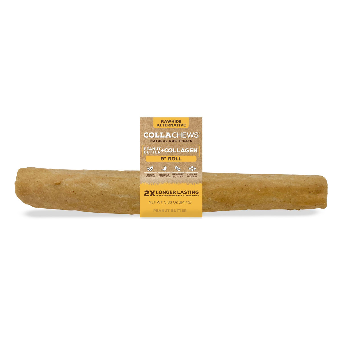 CollaChews Collagen Roll Peanut Butter 9in