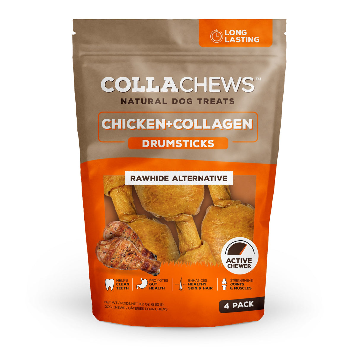 CollaChews Chicken Collagen Drumsticks 4 Pack Bag