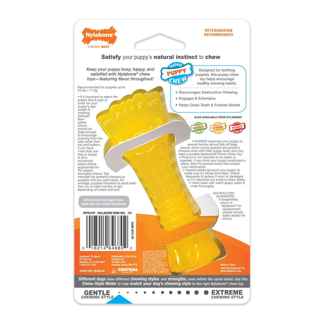 Nylabone Puppy Chew Freezer Bone Dog Chew Toy Lamb &amp; Apple Small (1 Count)