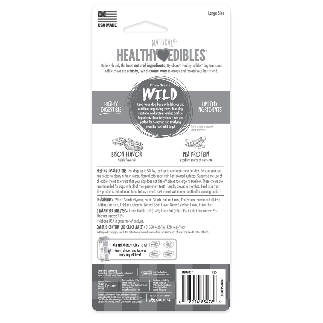 Nylabone Healthy Edibles Wild All-Natural Long Lasting Chew Treats Bison Large (1 Count)