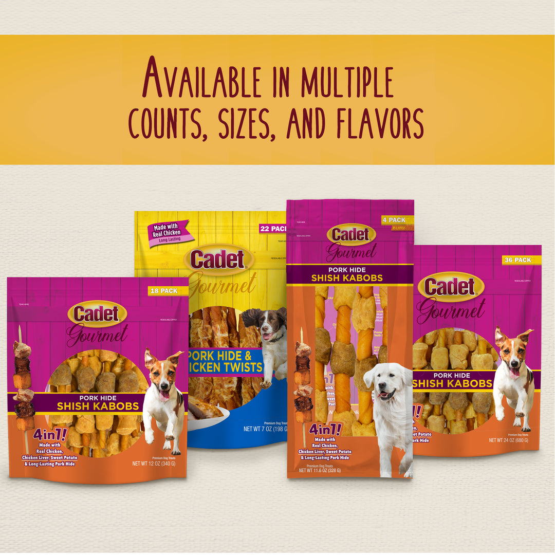 Cadet Gourmet Pork Hide &amp; Chicken Twist Sticks 5 Inch (22 Count)