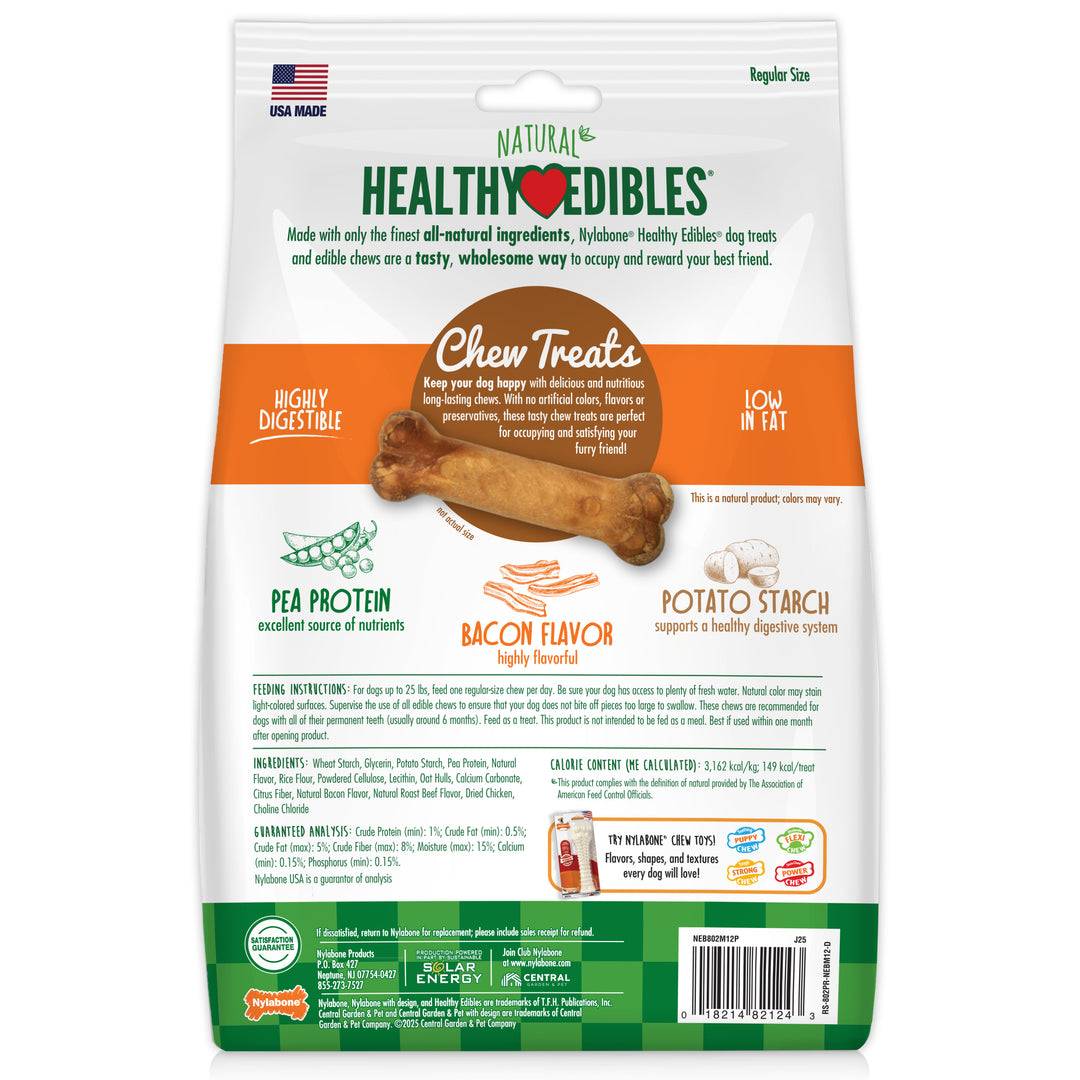 Nylabone Healthy Edibles All-Natural Long Lasting Chew Treats Bacon Small (12 Count)