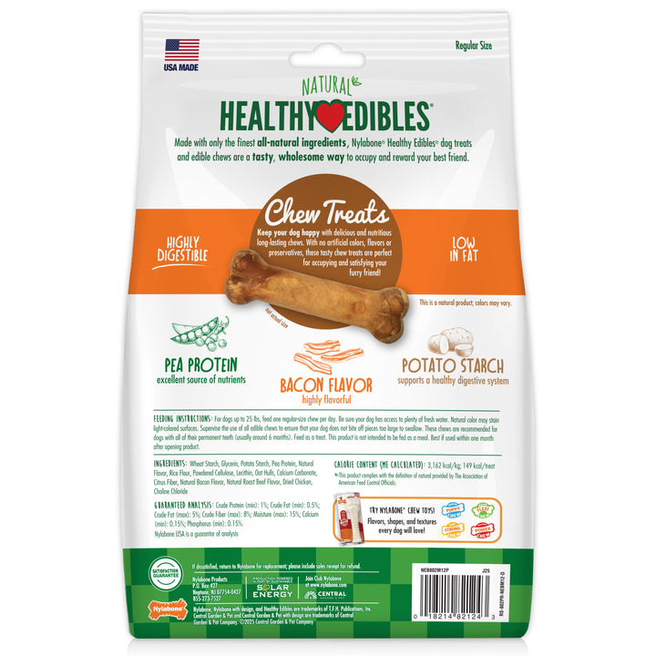Nylabone Healthy Edibles All-Natural Long Lasting Chew Treats Bacon Small (12 Count)