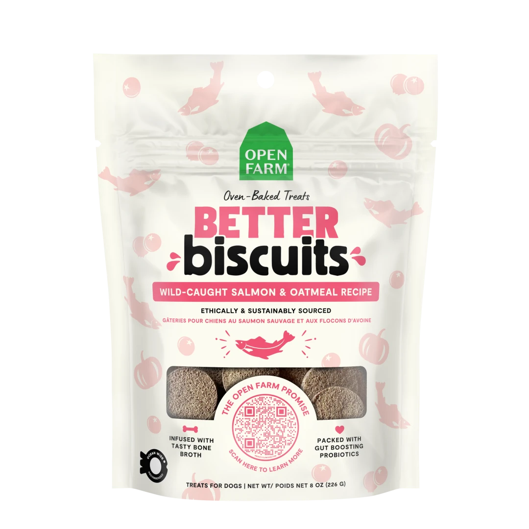 Open Farm Dog Treat Better Biscuits Salmon Oatmeal 8 oz