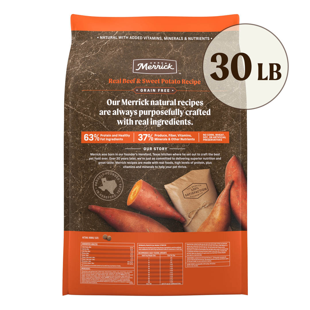 Merrick Grain Free Beef 30lb unpacked
