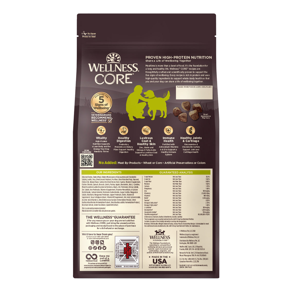 Wellness CORE Dry Dog Food, Grain-Free, High Protein, Natural, Healthy Weight Deboned Turkey, Turkey Meal & Chicken Meal Recipe, (4-Pound Bag)