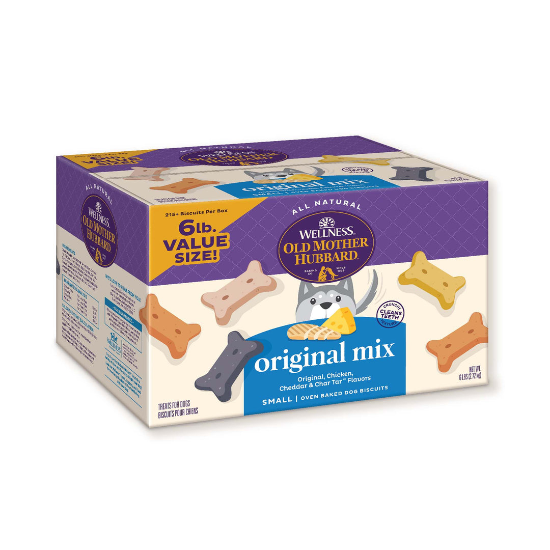 Wellness Old Mother Hubbard Original Mix Dog Biscuits, Natural, Training Treats, Four Flavors, Small Size, (6 Pound Bag)