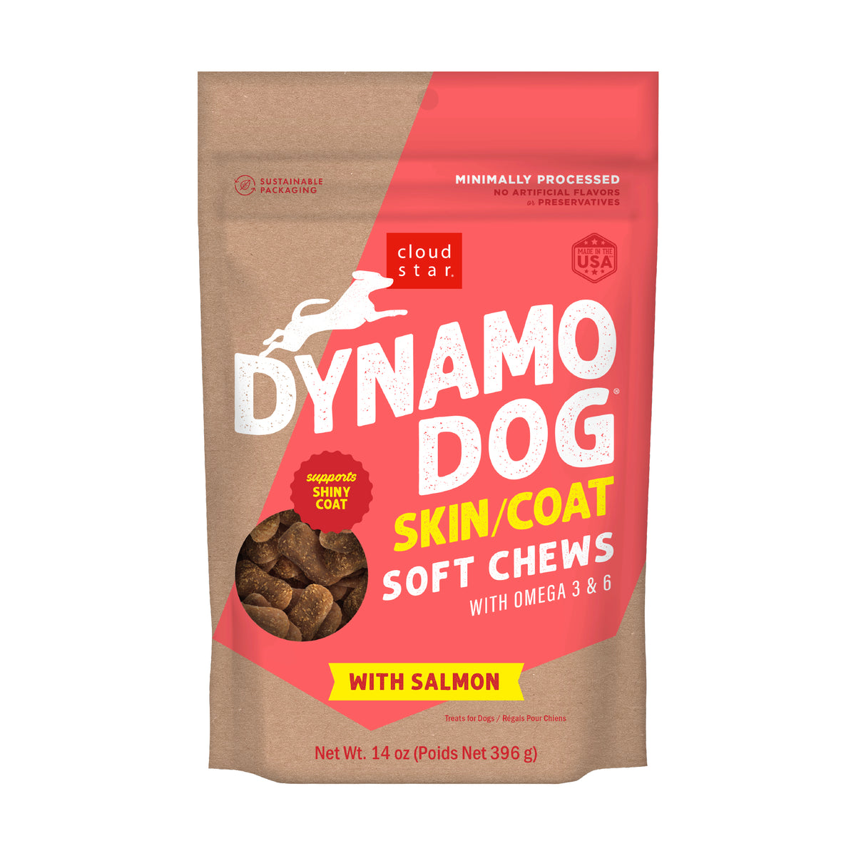Cloud Star Dynamo Dog Functional Treats Skin Coat Salmon 14 oz