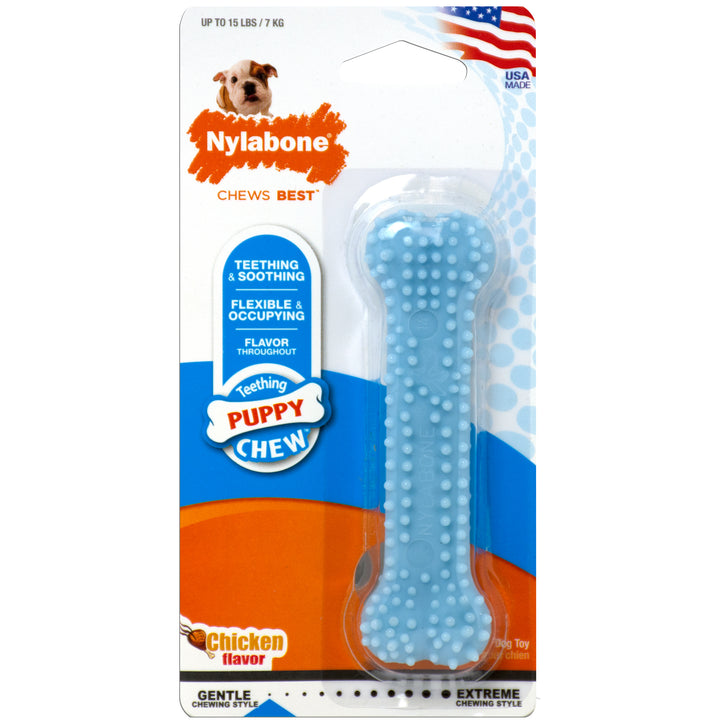 Nylabone Puppy Chew Textured Teething Bone Dog Chew Toy Chicken X-Small (1 Count)