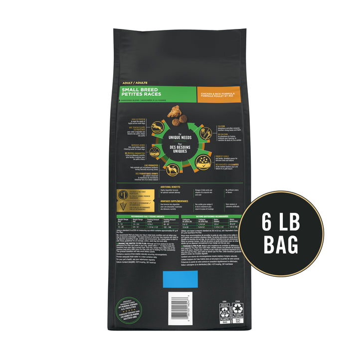 Pro Plan Shredded Small Breed Chicken and Rice 6lb back