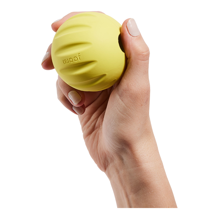 Woof Dog Toy Forager Flyball Single Yellow