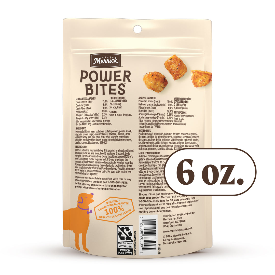 Merrick Power Bites Chicken Treats 6oz back