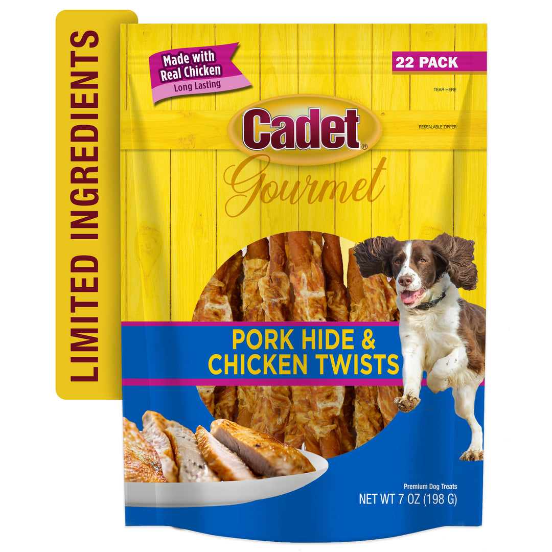 Cadet Gourmet Pork Hide &amp; Chicken Twist Sticks 5 Inch (22 Count)