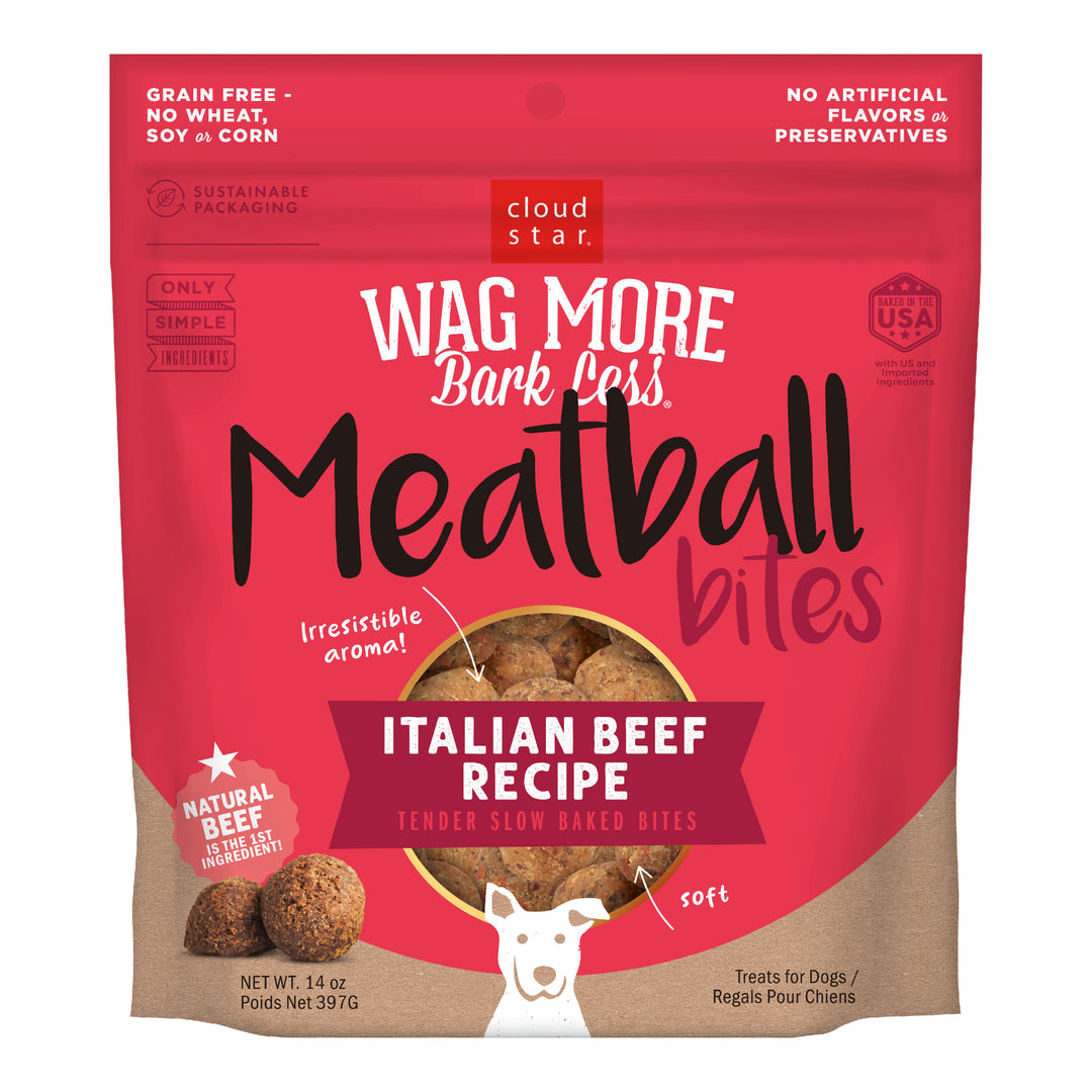 Wag More Bark Less Grain Free Beef Meatball Dog Treat 14 oz