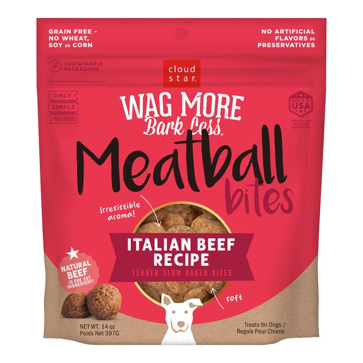 Wag More Bark Less Grain Free Beef Meatball Dog Treat 14 oz