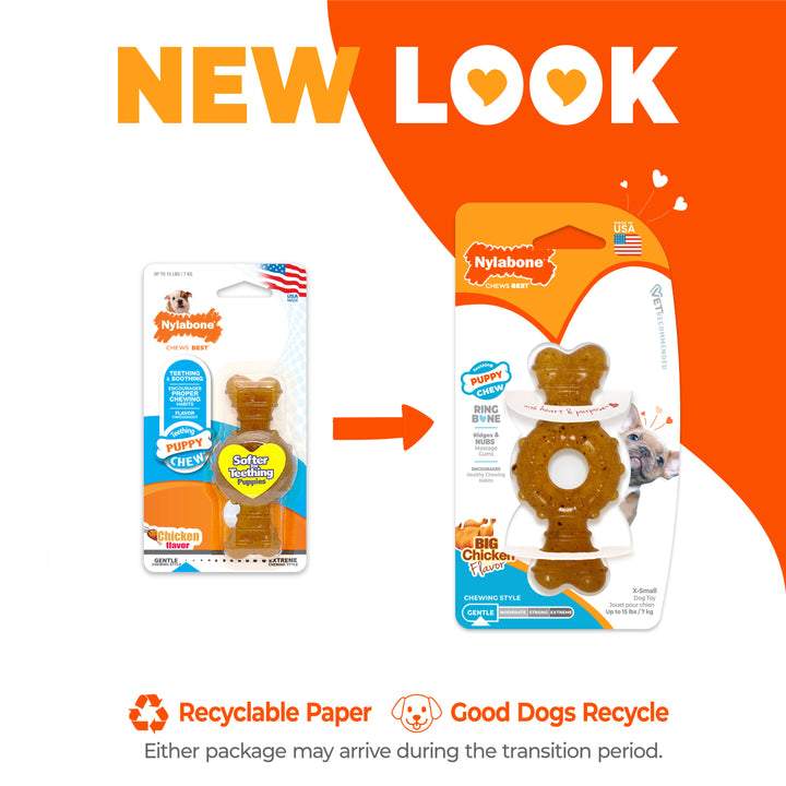 Nylabone Puppy Chew Teething Ring Bone Chew Toy Chicken X-Small (1 Count)