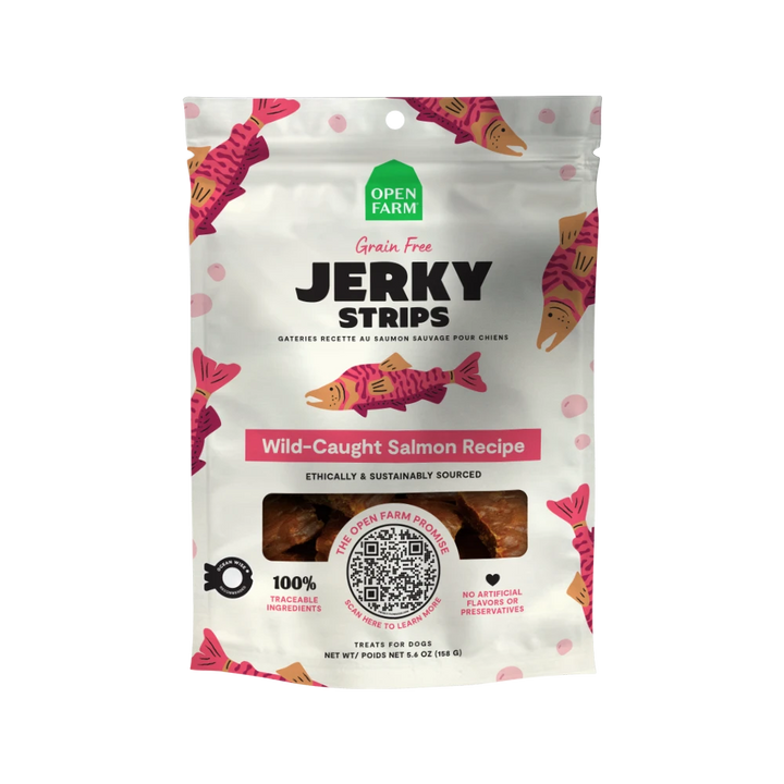 Open Farm GF Jerky Strips Wild Salmon 13 oz