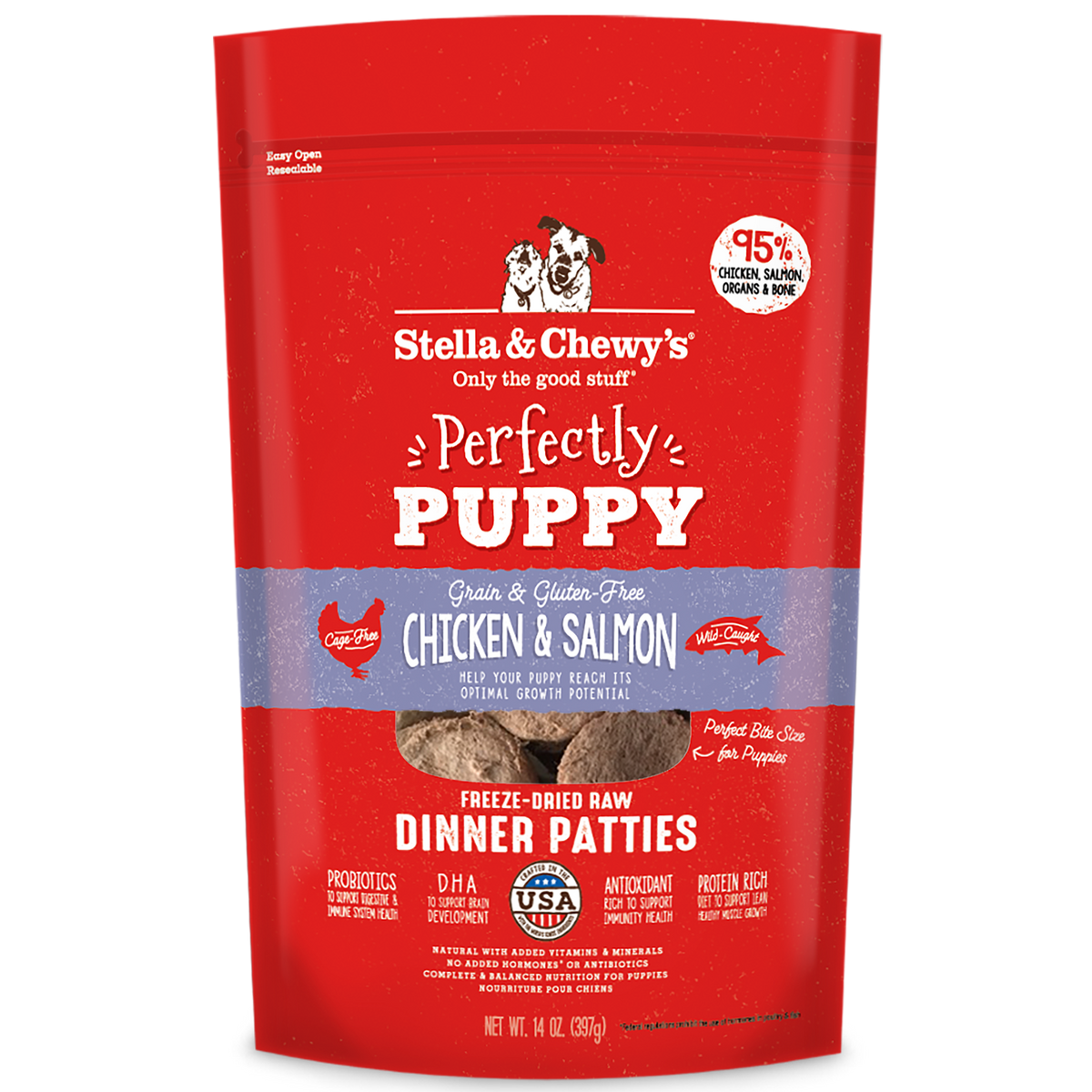 Freeze-Dried Perfectly Puppy Chicken & Salmon Patties - 14 oz