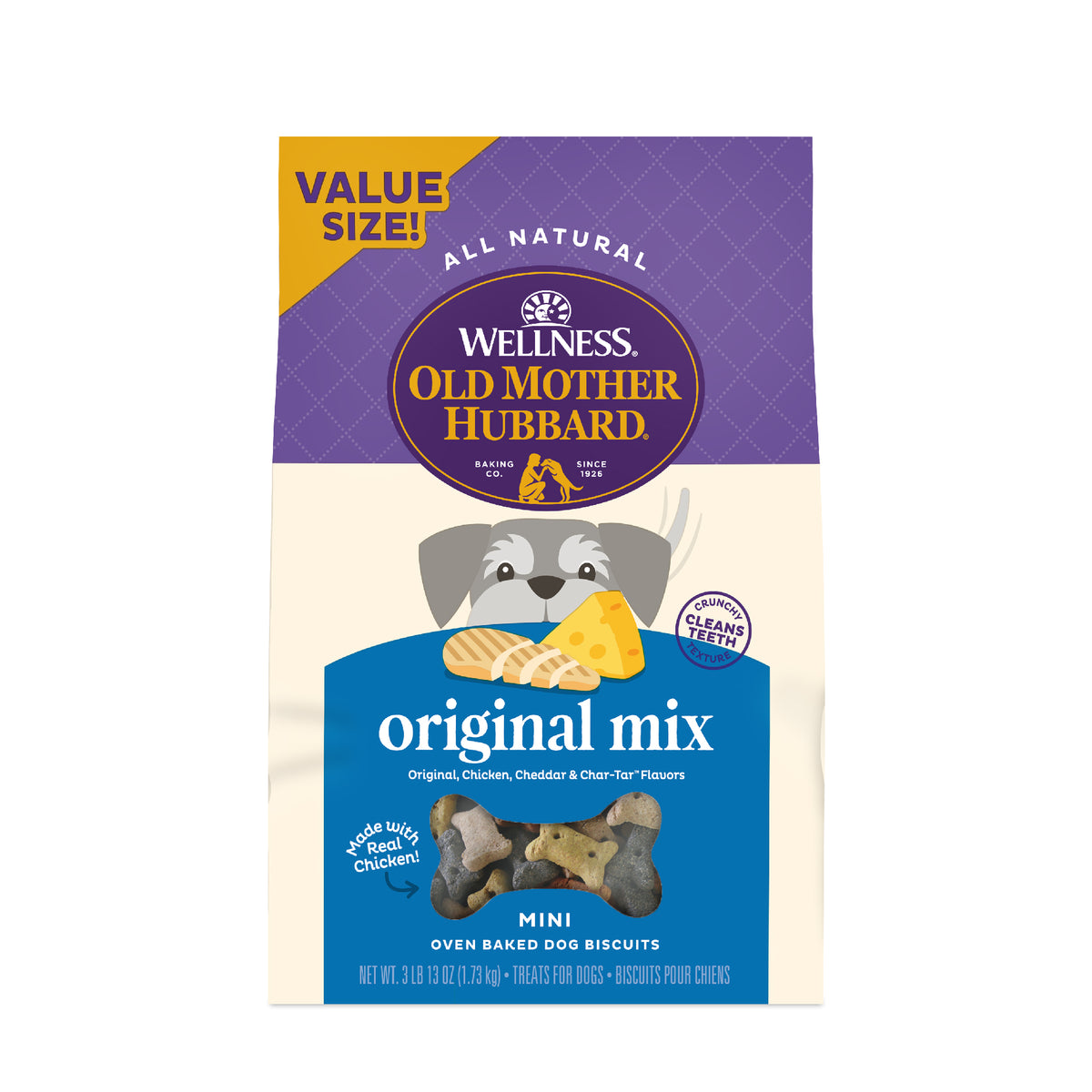 Wellness Old Mother Hubbard Original Mix Dog Biscuits, Natural, Training Treats, Four Flavors, Mini Size, (3.8 Pound Bag)