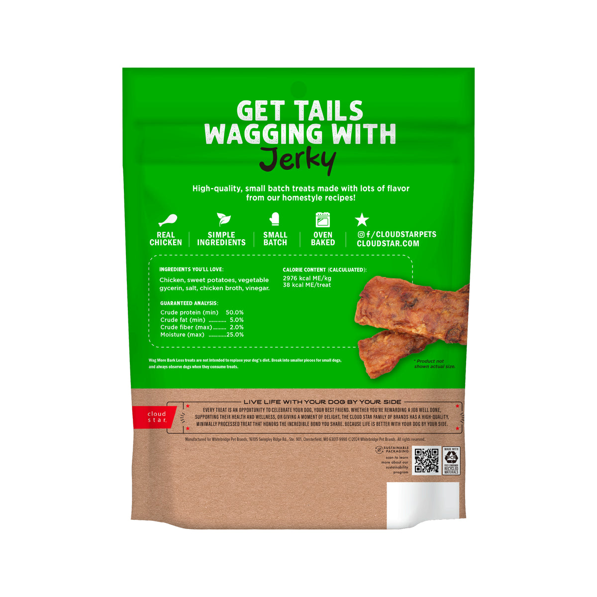 Wag More Bark Less Grain Free Chicken Sweet Potato Jerky 10 oz - back