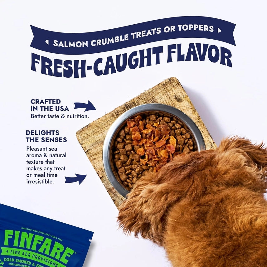 Finfare Dog Freeze Dried Crumbles Treat Topper Smoked Salmon 9oz